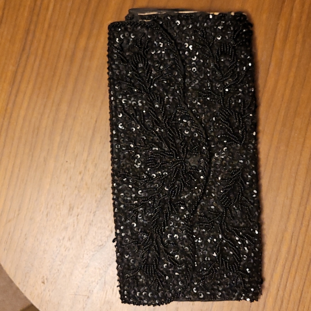 Gary Gail black true vintage sequinned clutch beaded